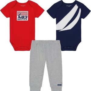 NWT NÁUTICA baby-boys 3 Pieces Pant Set Blue/Red/Heather